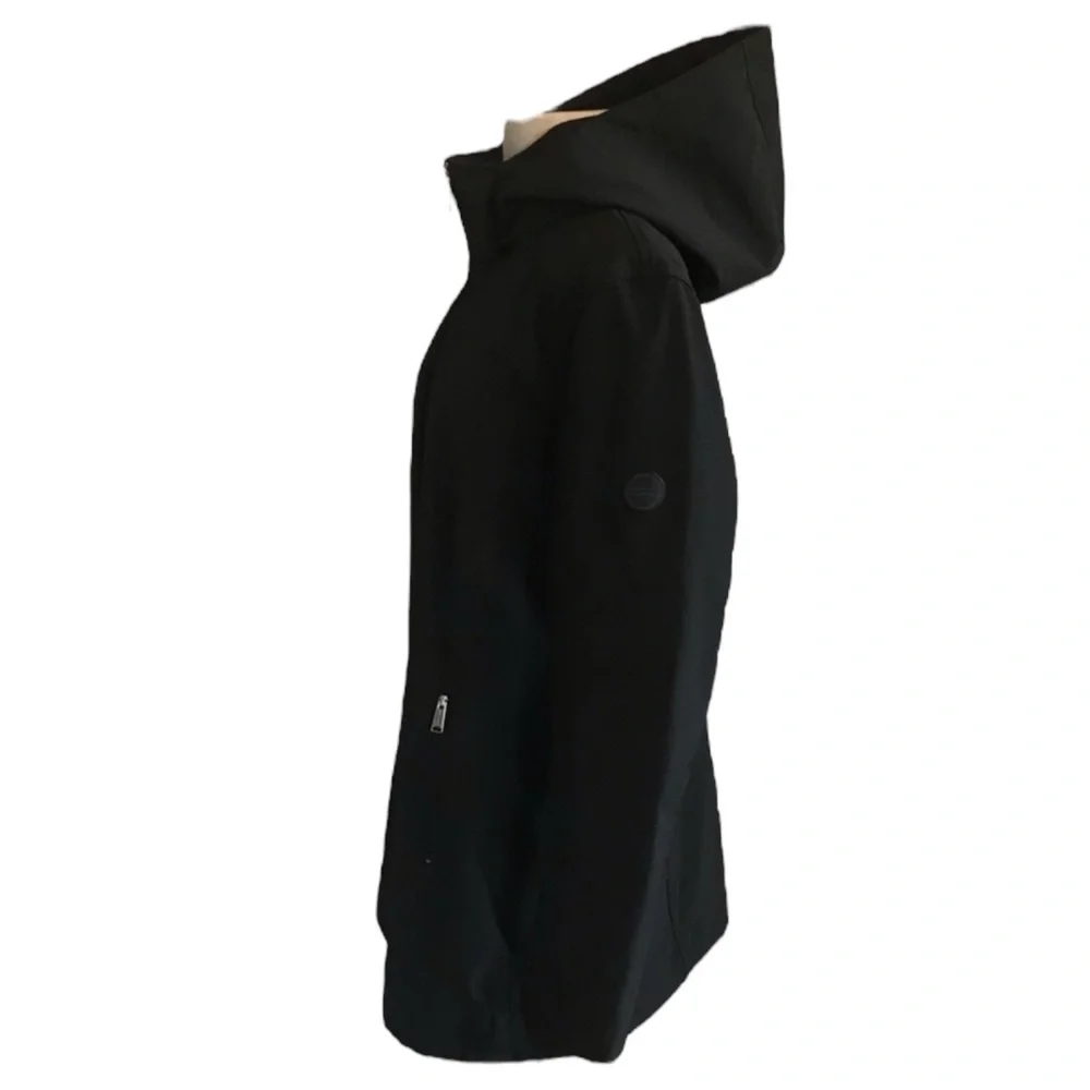 ANDREW MARC Waterproof Softshell Zip Front Trench Coat in Classic Black Size S